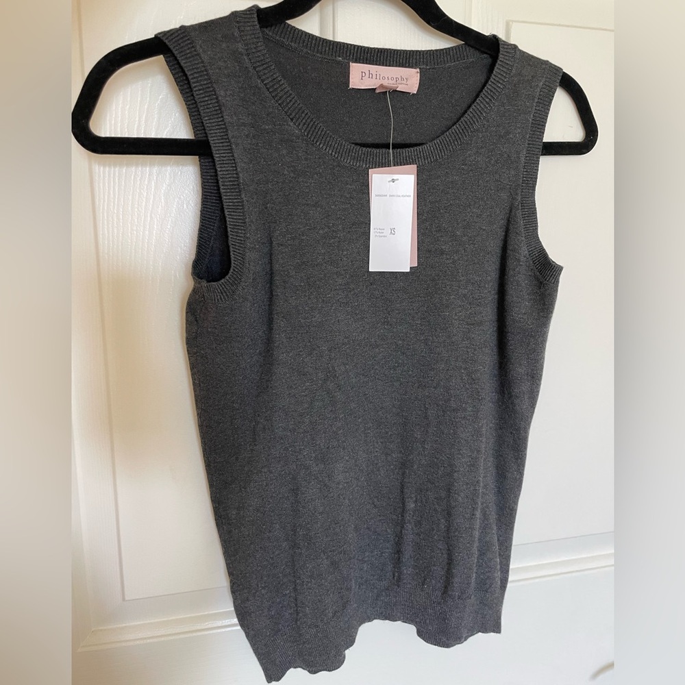 Philosophy Charcoal Sleeveless Knit Tank
